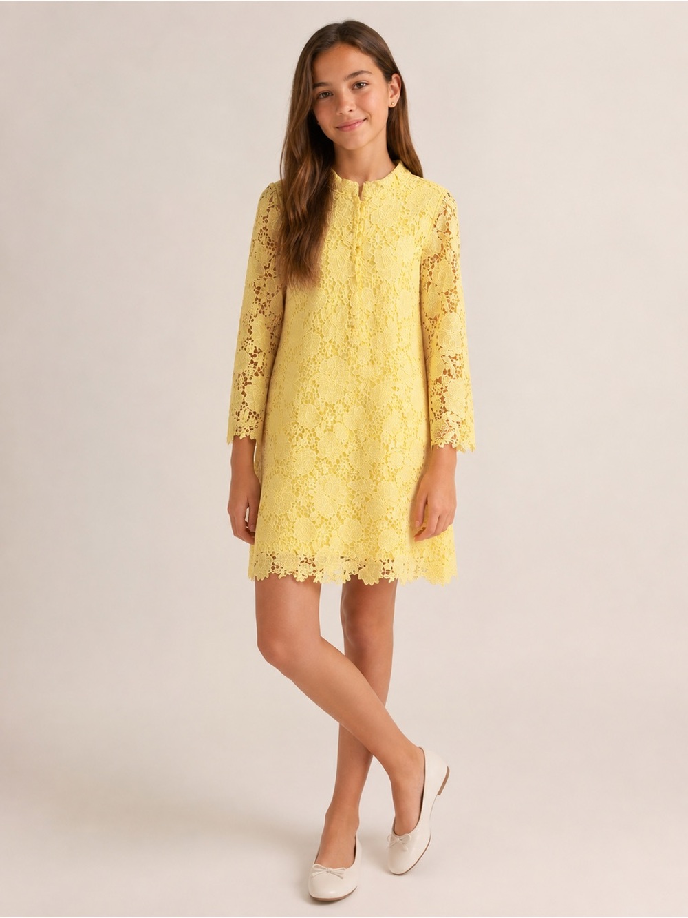NWT GB Social Big Girls Family Matching Three Quarter Sleeve Eyelet Caftan Dress